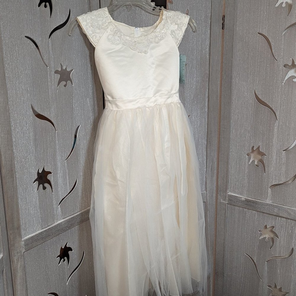 ivory tulle lace dress girl size 12 flower girl first communion